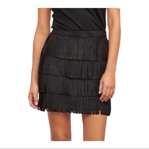 Abercrombie & Fitch Women's Size 8 Skirt Faux Suede Fringe Black Pre-owned .